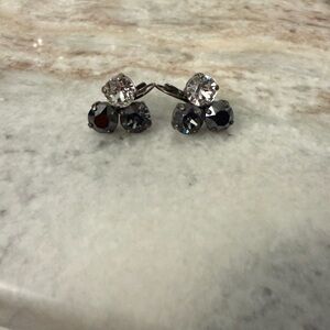 Elegant Silver and Black Cluster Stud Earrings